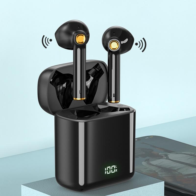 NNEIDS Waterproof Bluetooth Earphones With Digital Display - Black-0