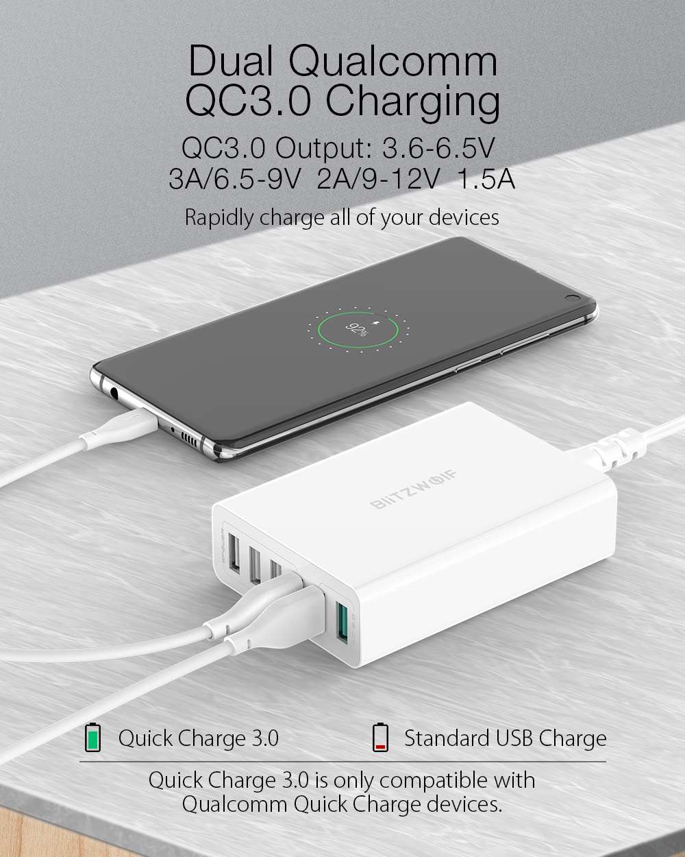 60W Dual QC3.0 6 Port USB PD Phone Charger for iphone for huawei Mobile Phone Chargers Accessories USB Fast Charging-2